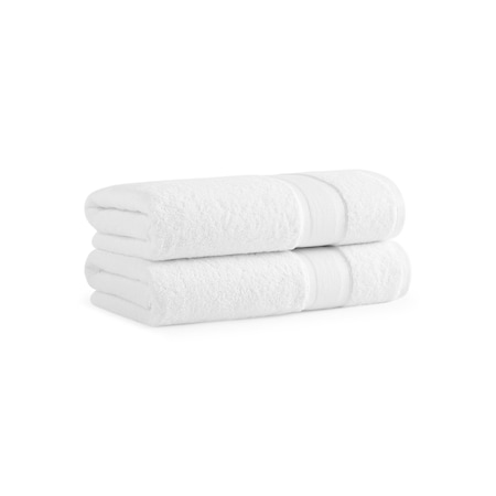 Monarch Brands Aegean Recycled Bath Towels 30in x 60in - Solid, White, 2PK P-BT-RO-3060-WH